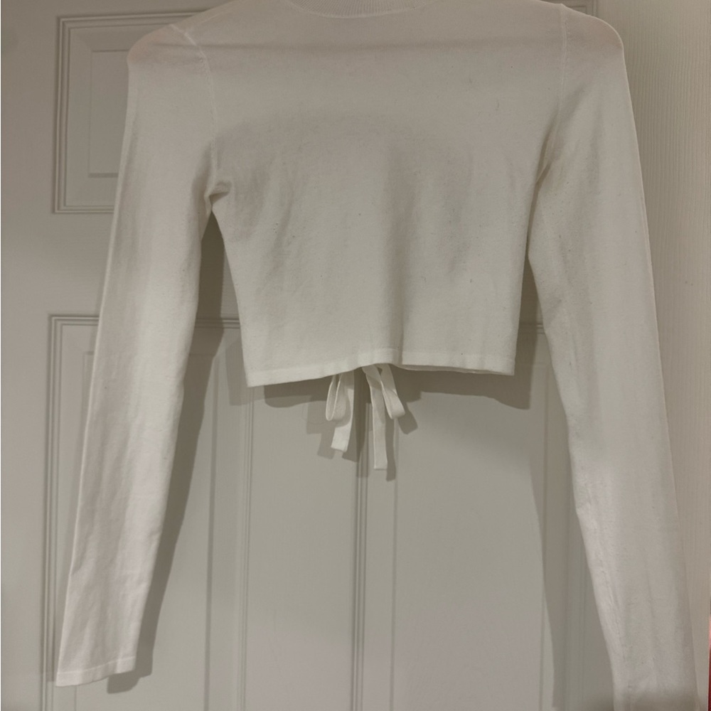 Sunday Best White Tie Front Crop Blouse